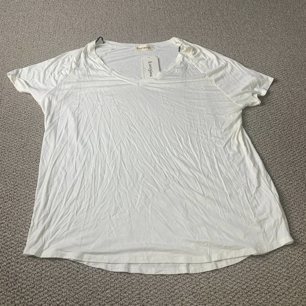 B. Original Womens T Shirt Size Large Off White Short Sleeves V-Neck NWT